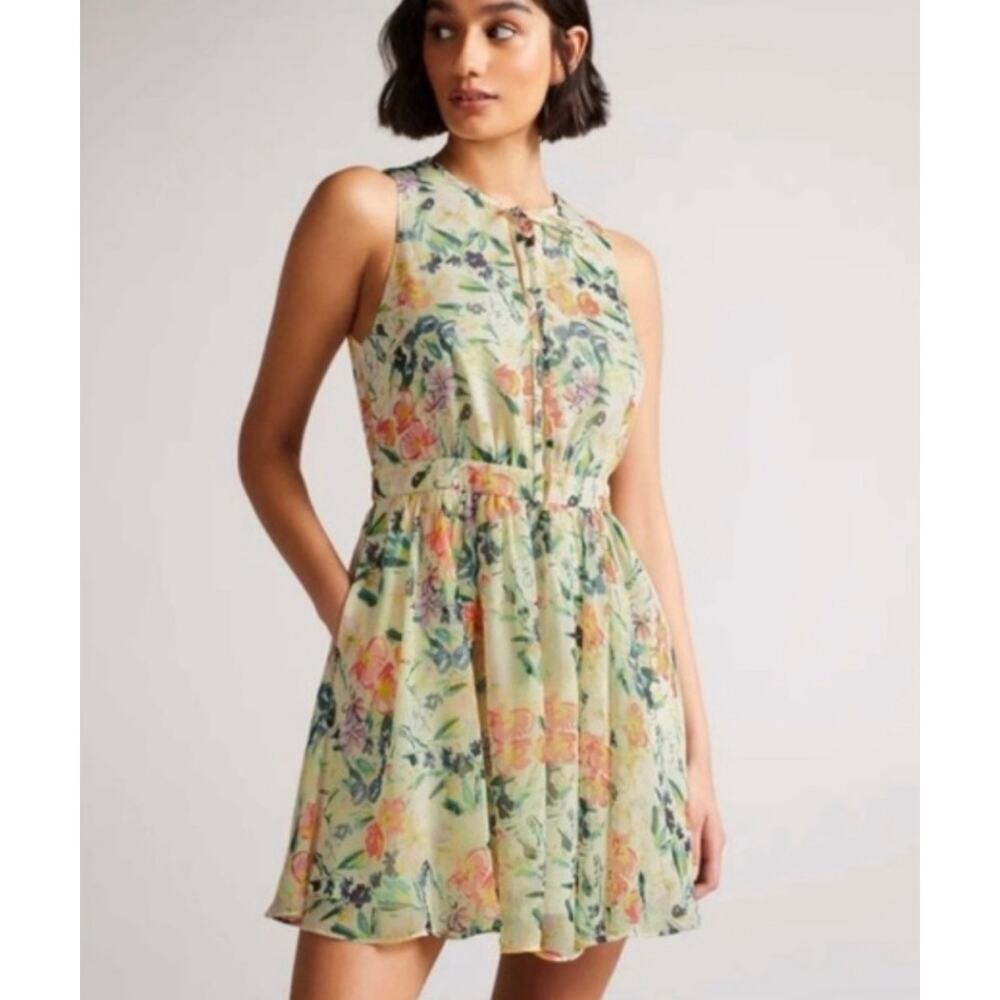 Ted Baker Harriss Mini Floral Cinched Waist Dress Size 2 (US 6)